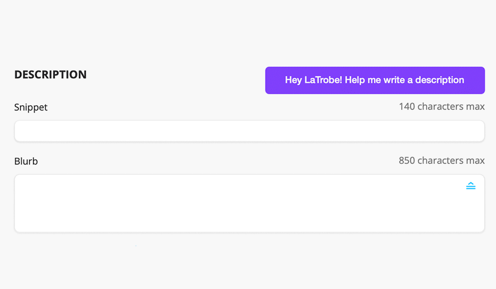Animated demo of LaTrobe generating structured product descriptions